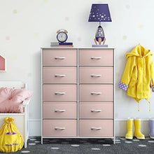 Load image into Gallery viewer, 10 Drawer Kids Dresser, Pink 34&quot; Storage Unit for Nursery, Closet &amp; Bedroom