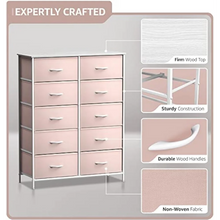 Load image into Gallery viewer, 10 Drawer Kids Dresser, Pink 34&quot; Storage Unit for Nursery, Closet &amp; Bedroom