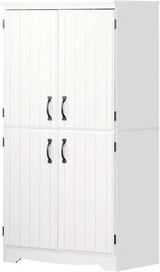 Tall 4-Door Storage Cabinet - Pure White, Spacious Multi-Purpose Organizer