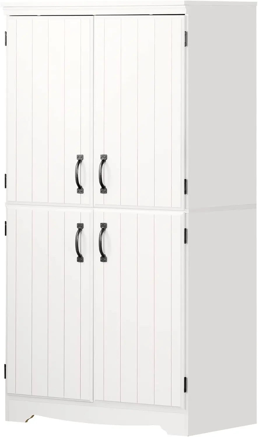 Tall 4-Door Storage Cabinet - Pure White, Spacious Multi-Purpose Organizer