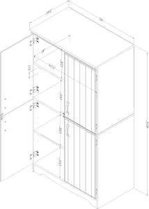 Tall 4-Door Storage Cabinet - Pure White, Spacious Multi-Purpose Organizer