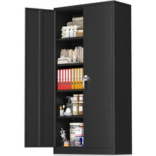 Load image into Gallery viewer, Lockable Steel Storage Cabinet - 72&quot; Black Garage, Metal Tall Classroom, Basement