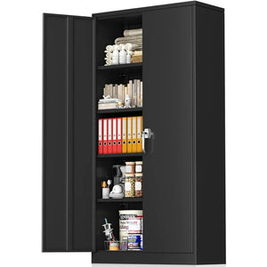 Lockable Steel Storage Cabinet - 72" Black Garage, Metal Tall Classroom, Basement