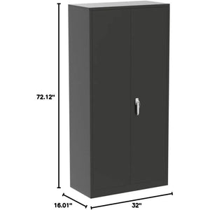 Lockable Steel Storage Cabinet - 72" Black Garage, Metal Tall Classroom, Basement