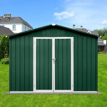 Load image into Gallery viewer, 10x8ft Metal Garden Storage Shed - Outdoor Tool Shed with Vents, Doors, Padlock