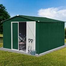 Load image into Gallery viewer, 10x8ft Metal Garden Storage Shed - Outdoor Tool Shed with Vents, Doors, Padlock