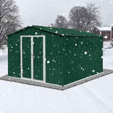 Load image into Gallery viewer, 10x8ft Metal Garden Storage Shed - Outdoor Tool Shed with Vents, Doors, Padlock