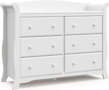 Load image into Gallery viewer, White 6-Drawer Dresser, Double Dresser for Bedroom Organization