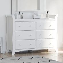 Load image into Gallery viewer, White 6-Drawer Dresser, Double Dresser for Bedroom Organization