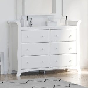 White 6-Drawer Dresser, Double Dresser for Bedroom Organization