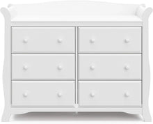 Load image into Gallery viewer, White 6-Drawer Dresser, Double Dresser for Bedroom Organization