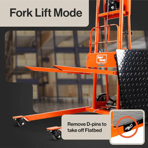 Material Lift Winch Stacker, 330 Lbs Capacity, 40" Max Lift, Pallet Truck Dolly, Fork Lift