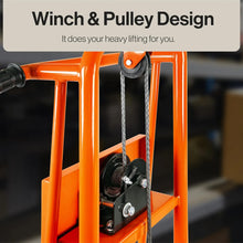 Load image into Gallery viewer, Material Lift Winch Stacker, 330 Lbs Capacity, 40&quot; Max Lift, Pallet Truck Dolly, Fork Lift