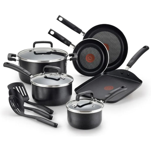 12 Pc Nonstick Cookware Set: Oven/Broiler Safe 350°F, Includes Pots, Pans, Fry Pans