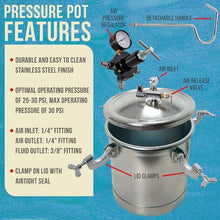 Load image into Gallery viewer, TCP Global Pressure Tank Paint Spray Gun - 1.5mm Nozzle, 2-1/2 Gal. Pressure Pot Combo