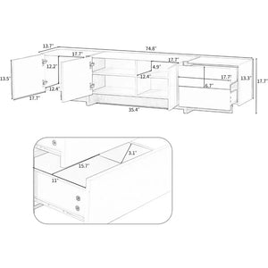 Floor-to-Ceiling 80" TV Stand - Stylish Console Table w/ Glossy UV Finish