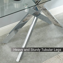 Load image into Gallery viewer, 45&quot; Narrow Sofa Table, Tempered Glass Top, Metal Tubular Legs, Silver