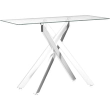 Load image into Gallery viewer, 45&quot; Narrow Sofa Table, Tempered Glass Top, Metal Tubular Legs, Silver