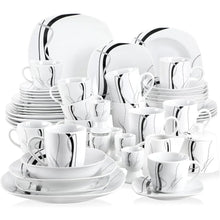 Load image into Gallery viewer, &quot;50-Piece Porcelain Tableware Set: Dinner Plates, Bowls, Egg Cups &amp; More