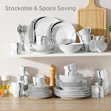 Load image into Gallery viewer, &quot;50-Piece Porcelain Tableware Set: Dinner Plates, Bowls, Egg Cups &amp; More