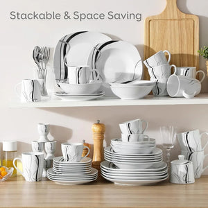 "50-Piece Porcelain Tableware Set: Dinner Plates, Bowls, Egg Cups & More