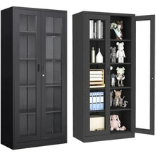 Load image into Gallery viewer, Glass Display Cabinet Bookcase - 71&quot; Tall Storage with Adjustable Shelves