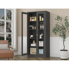 Load image into Gallery viewer, Glass Display Cabinet Bookcase - 71&quot; Tall Storage with Adjustable Shelves