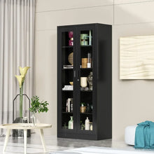 Load image into Gallery viewer, Glass Display Cabinet Bookcase - 71&quot; Tall Storage with Adjustable Shelves