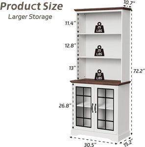 Floor Standing 72" 5 Tier Bookcase, Organizer Shelves for Home & Office