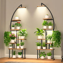 Load image into Gallery viewer, Indoor Plant Shelf with Grow Light, Half-Moon 7-Tier Metal Plant Stand