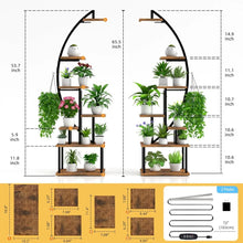 Load image into Gallery viewer, Indoor Plant Shelf with Grow Light, Half-Moon 7-Tier Metal Plant Stand