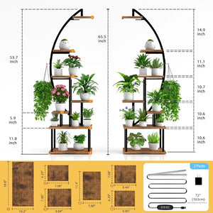 Indoor Plant Shelf with Grow Light, Half-Moon 7-Tier Metal Plant Stand