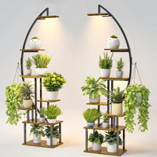 Load image into Gallery viewer, Indoor Plant Shelf with Grow Light, Half-Moon 7-Tier Metal Plant Stand