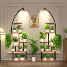 Load image into Gallery viewer, Indoor Plant Shelf with Grow Light, Half-Moon 7-Tier Metal Plant Stand