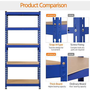 4-Pack 5-Tier Metal Utility Shelves - Adjustable Garage Storage Shelving Unit