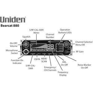 40-Ch CB Radio w/ Sideband & WeatherBand - 980 Model, 7-Color Display, PA/CB