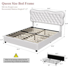 Load image into Gallery viewer, &quot;Upholstered Platform Bed Frame with 4 Storage Drawers, Heavy Duty Wood Slats