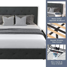 Load image into Gallery viewer, Elegant Queen Platform Bed with 4 Storage Drawers &amp; Diamond Tufted Headboard