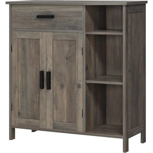 Bathroom Storage Cabinet, Floor Unit with Doors & Shelves, Freestanding Coffee Bar Cabinet