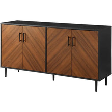 Load image into Gallery viewer, 58-Inch Modern 4-Door Bookmatch Buffet - Sleek Black Finish