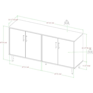 58-Inch Modern 4-Door Bookmatch Buffet - Sleek Black Finish