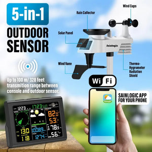 Wireless Weather Station w/ Outdoor Sensor, Rain Gauge, Weather Forecast