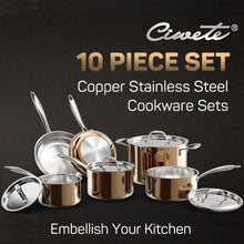 Load image into Gallery viewer, 10-Piece Tri-Ply 18/10 Stainless Steel Cookware Set, Premium Quality Pots and Pans