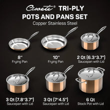 Load image into Gallery viewer, 10-Piece Tri-Ply 18/10 Stainless Steel Cookware Set, Premium Quality Pots and Pans