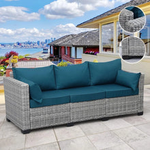 Load image into Gallery viewer, &quot;Luxurious Wicker Outdoor Sofa - Deep Seat, High Back, Waterproof Cover, 3 Seater