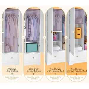 "Wide Wardrobe Closet with Hanging Rods & Shelves – Double Door Bedroom Storage