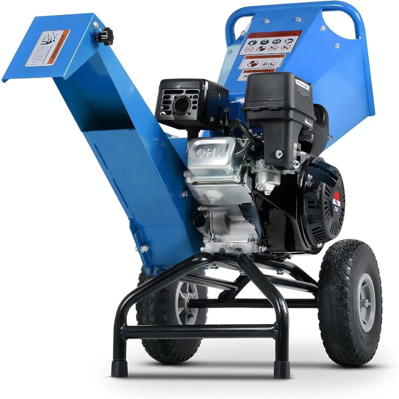 Powerful Gas Wood Chipper Shredder - Compact Rotor, 3 Inch Max Capacity