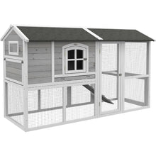 Load image into Gallery viewer, &quot;Wooden Chicken Coop 77.5in, Holds 4 Chickens, Nesting Box, Removable Tray