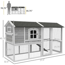 Load image into Gallery viewer, &quot;Wooden Chicken Coop 77.5in, Holds 4 Chickens, Nesting Box, Removable Tray