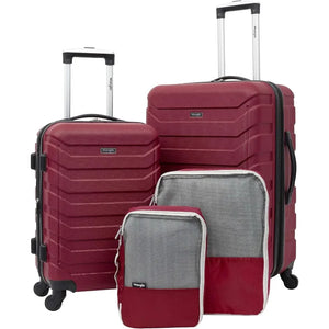 Red Elysium 4-Piece Luggage and Packing Cubes Travel Set